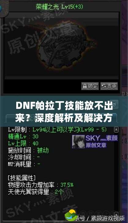 DNF帕拉丁技能放不出來(lái)？深度解析及解決方案