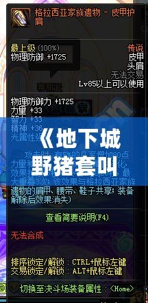 《地下城野豬套叫什么名字？揭秘地下城游戲中的野豬套裝備》