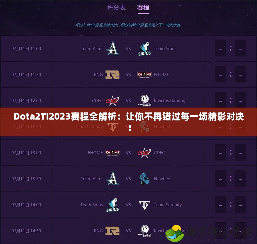 Dota2TI2023賽程全解析：讓你不再錯過每一場精彩對決！