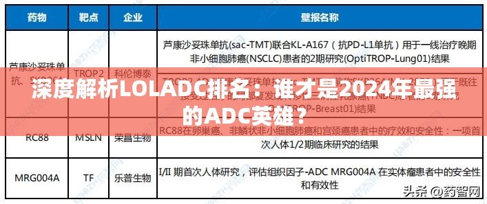 深度解析LOLADC排名：誰(shuí)才是2024年最強(qiáng)的ADC英雄？