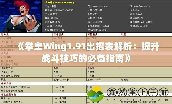 《拳皇Wing1.91出招表解析：提升戰(zhàn)斗技巧的必備指南》