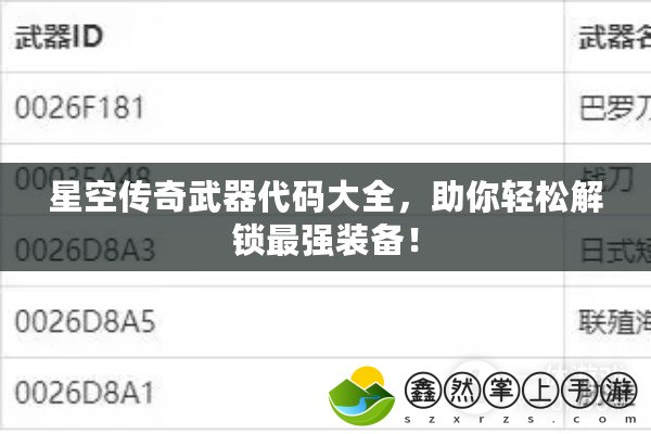 星空傳奇武器代碼大全，助你輕松解鎖最強(qiáng)裝備！